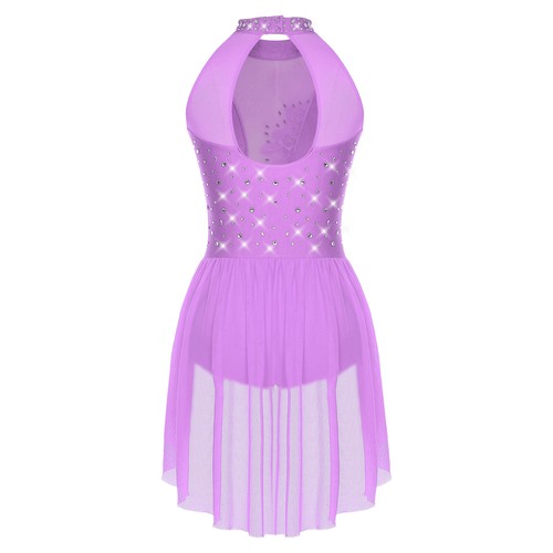 Lyrisches Tanzkleid mit Applikation für Damen unregelmäßig Tüllrock Turnanzug Tanzkostüm - Bild 48 von 86