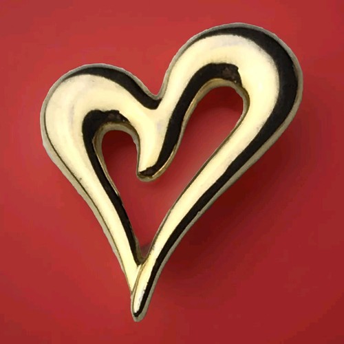 Broche/Pin Cœur 'Mère Père Enfant' - Or - Occasion - Thème Famille Ou Saint-Valentin