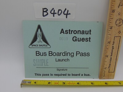 Vintage Nasa Space Program Shuttle Astronaut Guest Bus Boarding Pass Launch