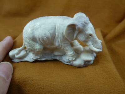 ele-w44) pachyderm of shed ANTLER figurine Bali detailed love little elephas