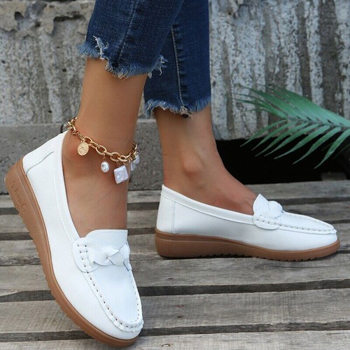 Mocasines cómodos mocasines informales de verano talla grande sin cordones para mujer - Imagen 29 de 29