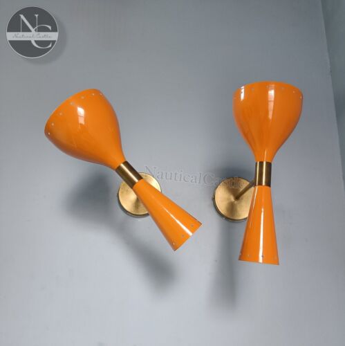 Diabolo Wall Sconce Italian Modern Stilnovo Style Set /of Two Wall Light Lamps - Picture 3 of 8