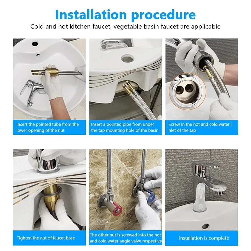 IG1/2 x M10 Edelstahl Wasserhahn Anschlussschlauch FlexSchlauch Druckschläuche - Bild 3 von 4