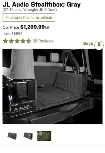 JL Audio Stealthbox for 2007-2017 Jeep Wrangler NO WOOFER SB-J-UNLTD4D/13TW5v2