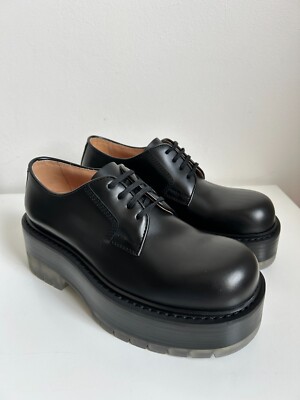 Bottega Veneta Stilt Women's Derby Lace-Up Shoes Black Leather