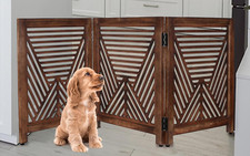 Lightnpro Geometric Wooden Dog Gate - Free-Standing Foldable Pet Barrier for Ind