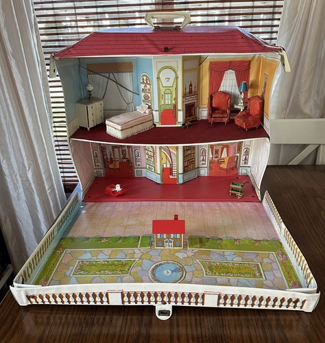 LARGE Vintage MCM Ideal Petite Princess Dollhouse Vinyl Fold-out Case 60S NICE - Picture 16 of 22