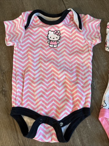 HELLO KITTY Chevron 2PC LOT/SET ONE PIECE/BODYSUIT PINK 6-9 MONTHS - Imagen 2 de 6