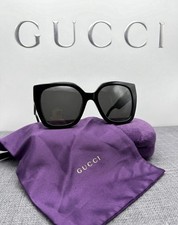 Gucci GG1300S 001 Oversized Square Sunglasses Black Frame Gray Tinted