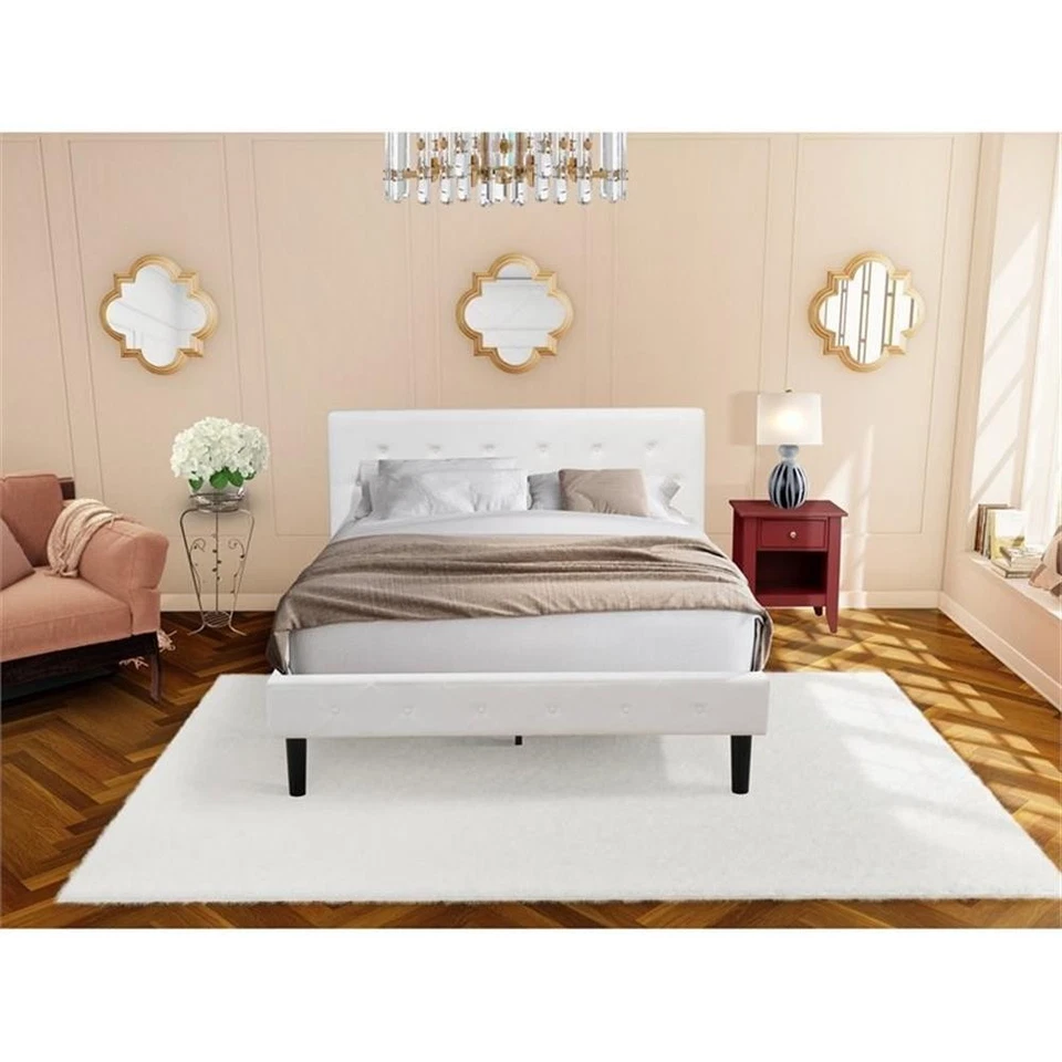 East West Furniture Nolan Juego de Dormitorio Queen Madera 2 Piezas en Blanco y Borgoña Foto 2 de 4