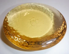 Fire And Light Recycled Glass Candle Holder Paperweight  4 3/8”, Citrus Yellow