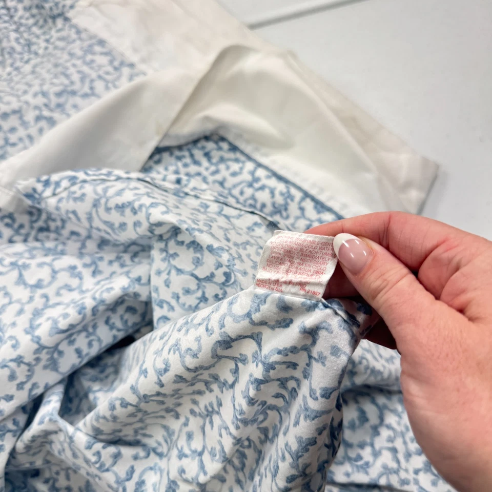 Sábana plana completa vintage croscill mezcla de algodón azul floral vides EE. UU. Y2K 90 Foto 2 de 4