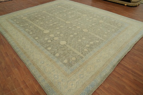Vegetable Dye All-Over Pattern Oushak Wool Handmade Rug Large 12x14 ft Turkish - Picture 4 of 14