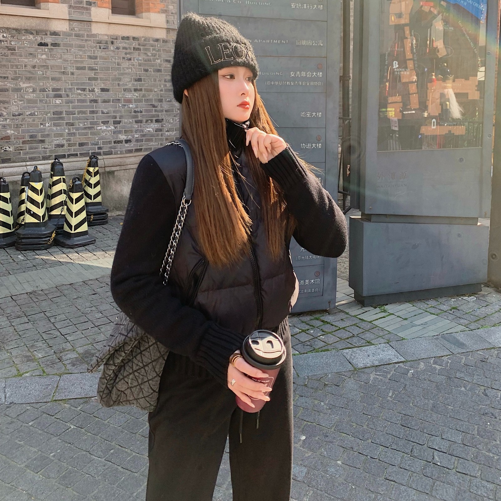 Sweet knitted spliced cotton coat slim fit, quilting cotton short cotton coat