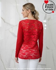 WOLFORD CLAIR · Pullover Shirt Bluse · Pompei Rot Red · Lace Mix · Extra Small