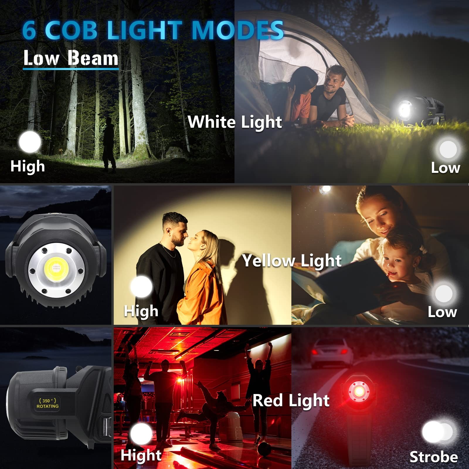 JSKNB Spotlight 3000000 Lumens, 9 Modes Rechargeable Led Spotlight Flashlight...