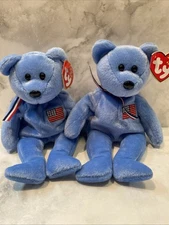 America the Bear Plush with TAG Error RETIRED TY Beanie Baby GC3C