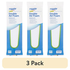 Equate Double Air Foam Insoles 3 Pack Unisex Comfortable Ventilated Shoe Inserts