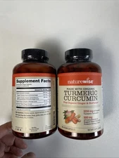 2 Bottles NatureWise Turmeric Curcumin 2250mg, 180 Caps - Exp. 1/28 - 2 Pack