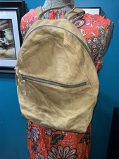 BAGGU Tan Soft Natural Milled Leather Backpack With Wear