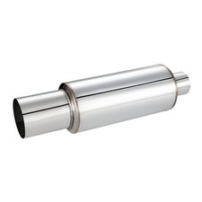 2" Exhaust Muffler, 2" Inlet OD 3" Outlet 2" Intlet 3" outlet Silver