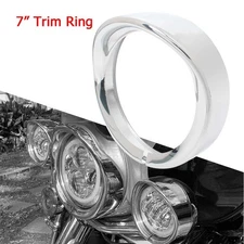 For Harley Touring FLD Chrome 7" Headlight Bezel Trim Ring Front Light Cover Kit