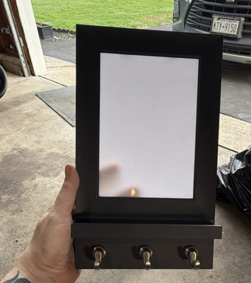 Black Plastic 4x6 Photo Frame with Key Hooks, Wall Mounted, Matte Finish