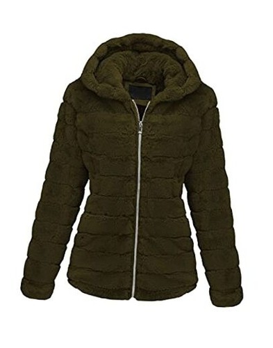 Women's Faux Fur Coat Shearling Fluffy Fuzzy Shaggy Hood Sherpa-Lined Fleece