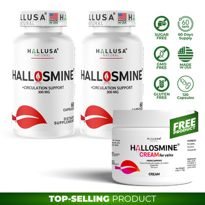 Hallosmine Diosmin + FREE Varicose Veins Cream | Circulation and Vein Support