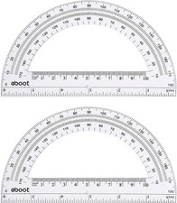 Plastic Protractor Math Protractors 180 Degrees, 6 Inch, Pack of 2 Clear 