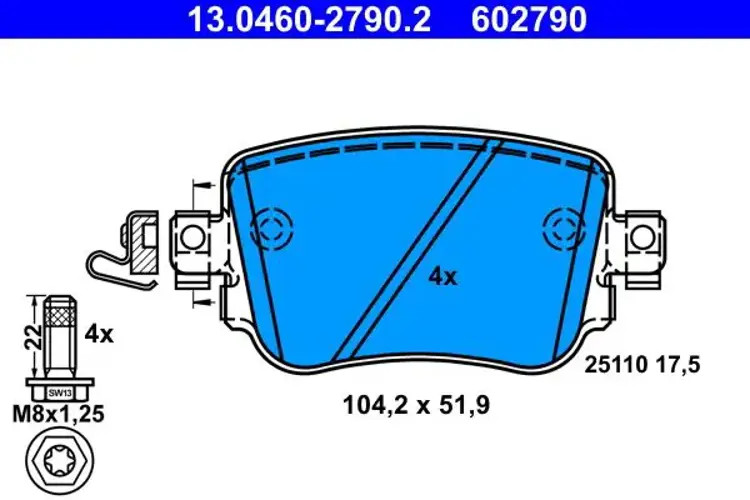 Brake pads 13.0460-2790.2 ATE for VW AUDI SEAT SKODA