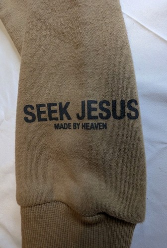 Seek Jesus X Made By Heaven Hoodie Sweatshirt BROWN - Unisex Children's XL - Picture 3 of 8