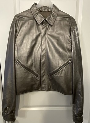Rick Owens 2025 'Hollywood' Tour Alice Calf Leather Bomber Jacket Gunmetal -40US