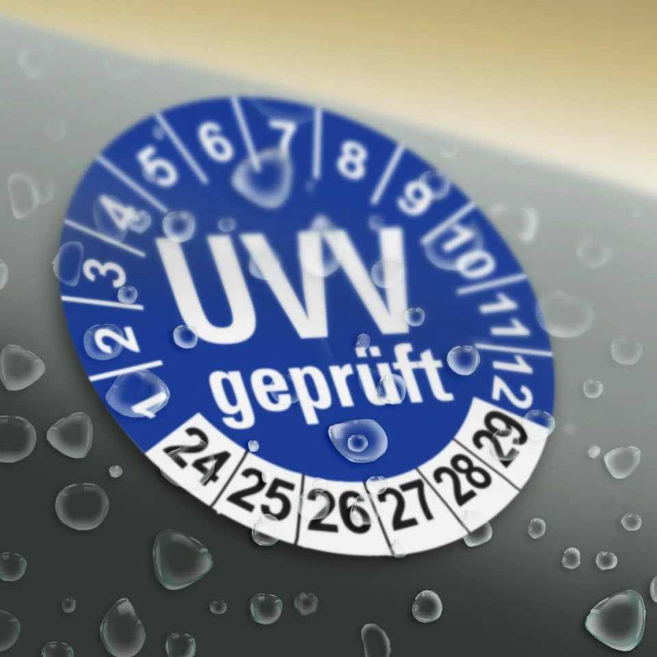 UVV geprüft Prüfplaketten BLAU Ø 20 I 30 I 40 mm DIN NORM I Wartungsetiketten - Bild 2 von 4