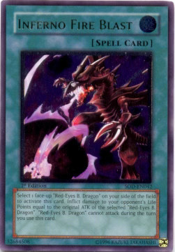 YuGiOh Inferno Fire Blast (V.2) SOD-EN042 Ultimate Rare Englisch Good unl.