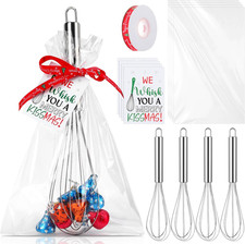 4 Pcs Christmas Whisk Gifts Sets Includes 10 Inch Stainless Steel Whisk, Greetin