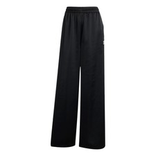 Women's Adidas Originals Adicolor Black Wide Leg Loose Fit Satin Track Pants New