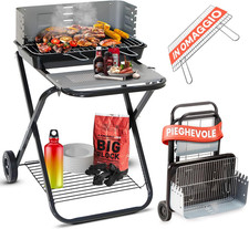 Barbecue a Carbonella Portatile Pieghevole in Acciaio - Barbecue Con Griglia 54X