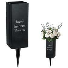 Cemetery Vases for Grave Metal Vase Grave Decorations Memorial Flower Holder ...