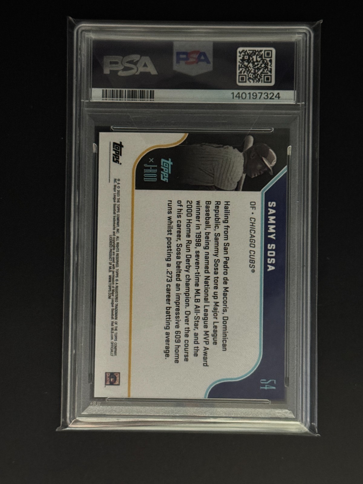 2023 Topps X J-Rod Sammy Sosa #54 Silver Foil /199 PSA 10 view 2
