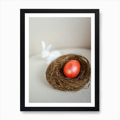 Osterei im Nest Kunstdruck gerahmt Wandbild Poster Leinwanddruck Bild
