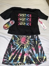 Justice Girls 3PC Pajama Short Set with Mask Size M 10