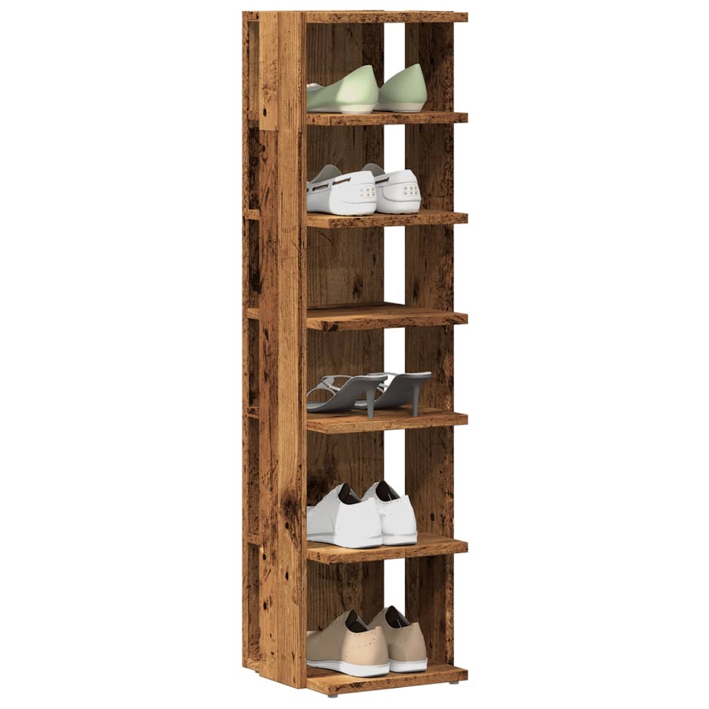 Set 2 Scarpiere Legno Antico 28x27x102 cm - Salvaspazio Multistrato