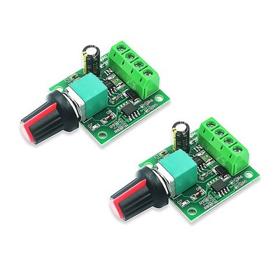 WOWOONE 2Pcs PWM DC Motor Speed Controller 12v 7.2v 6v 5v 3v 1.8v 2A Green 