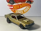 Hot Wheels Redline Custom Mustang - Unspun - Gold w Brown Int - HK - 1968