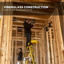 10 Ft. Reach, 5.5 Ft. Fiberglass Dual Platform Ladder, Removable Project Buck...