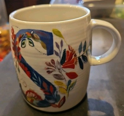 Anthropologie ''PETAL PALETTE'' Starla Halfmann  Monogramed Mug  S 