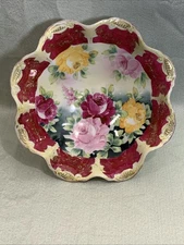 Vintage Antique Royal Nippon Kinrah Painted Bowl-mGold Trim