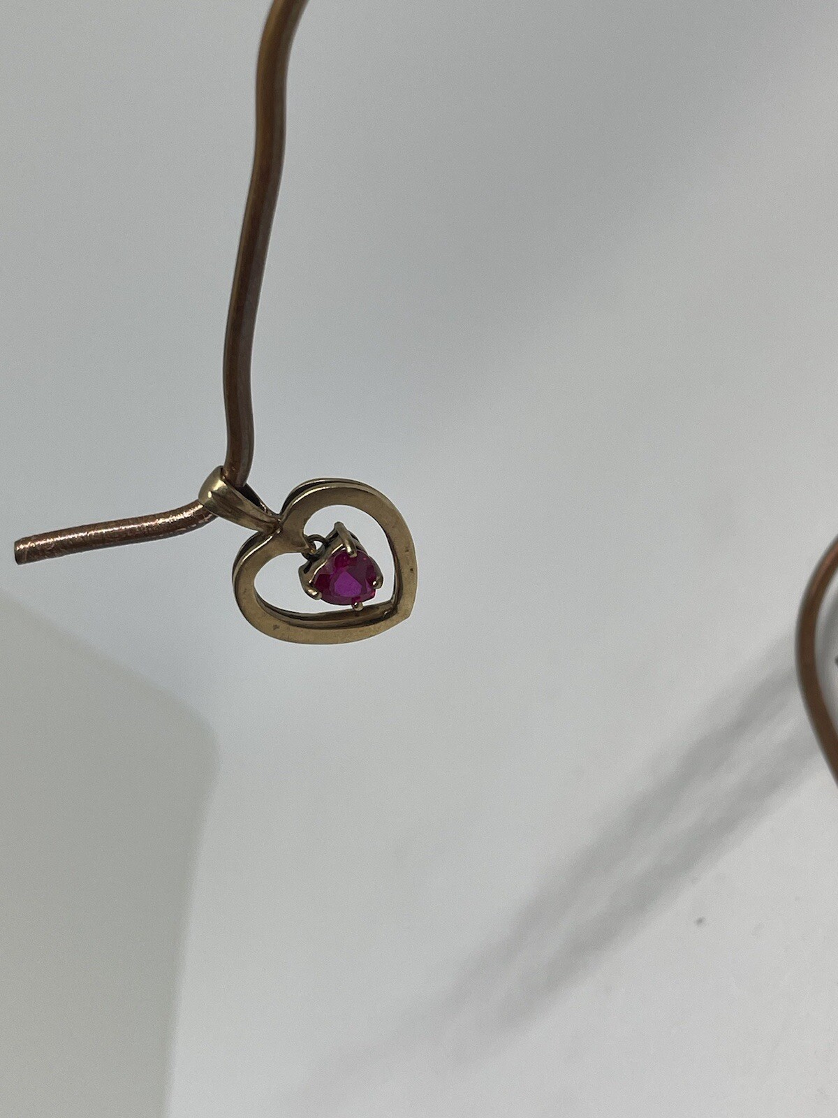 Solid 10K Yellow Gold Ruby Heart Pendant Charm 1.… - image 3