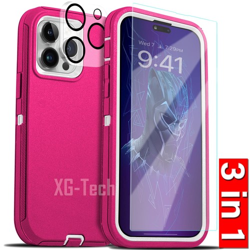 For iPhone 16 15 14 Plus 13 12 11 Pro Max Case Rugged + Screen Camera Protector - Picture 19 of 21